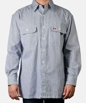 Ben Davis Long Sleeve Button-Down Work Shirt - Hickory Stripe