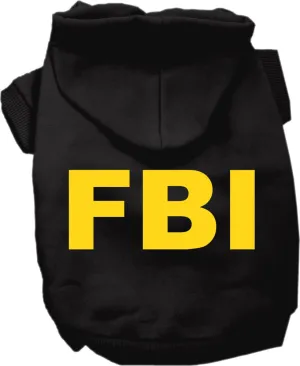 Halloween Pet, Dog & Cat Hoodie Screen Printed, "FBI Costume"