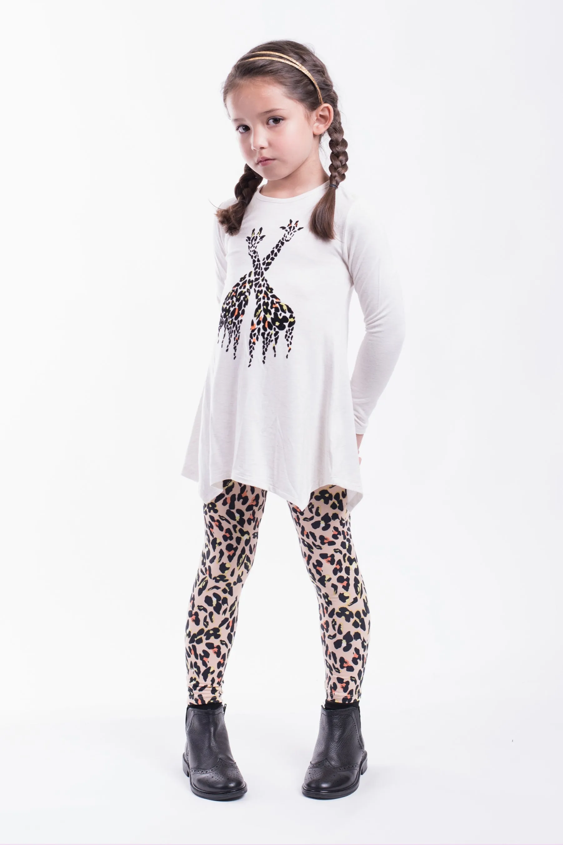 Imoga Amber Girls Tunic - Giraffe Oatmeal