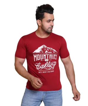 Men Mountains Are Calling Cotton Blend Round Neck Half Sleeves T-Shirt