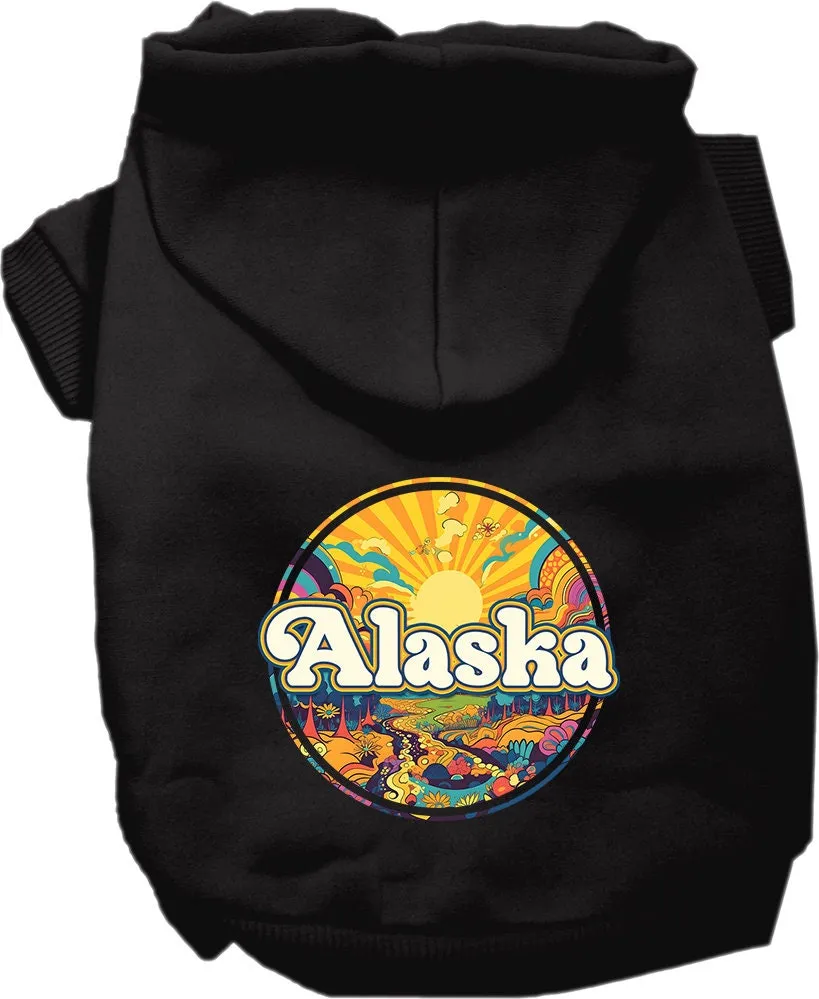 Pet Dog & Cat Screen Printed Hoodie for Medium to Large Pets (Sizes 2XL-6XL), "Alaska Trippy Peaks"