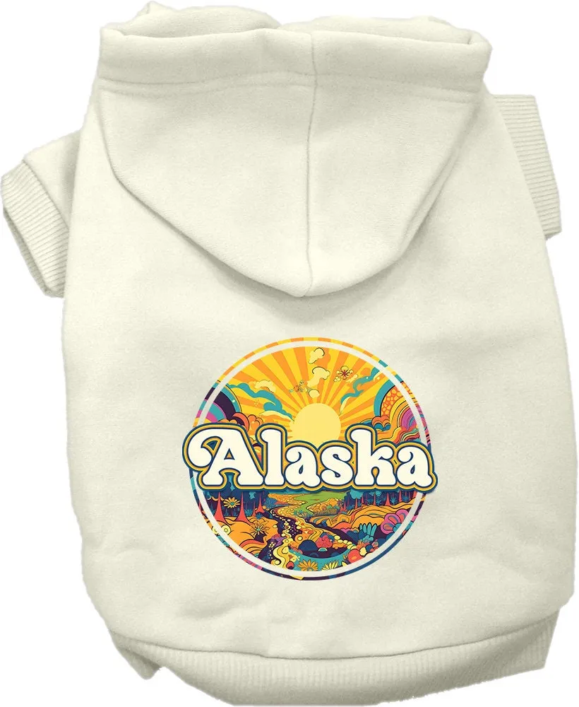 Pet Dog & Cat Screen Printed Hoodie for Medium to Large Pets (Sizes 2XL-6XL), "Alaska Trippy Peaks"