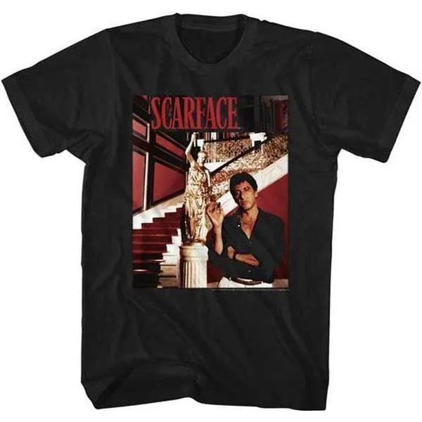 Scarface Statue Stairs Tee Black