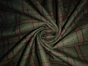 Tweed Suiting Heavy weight premium Fabric forest green red and black  Plaids 58" wide